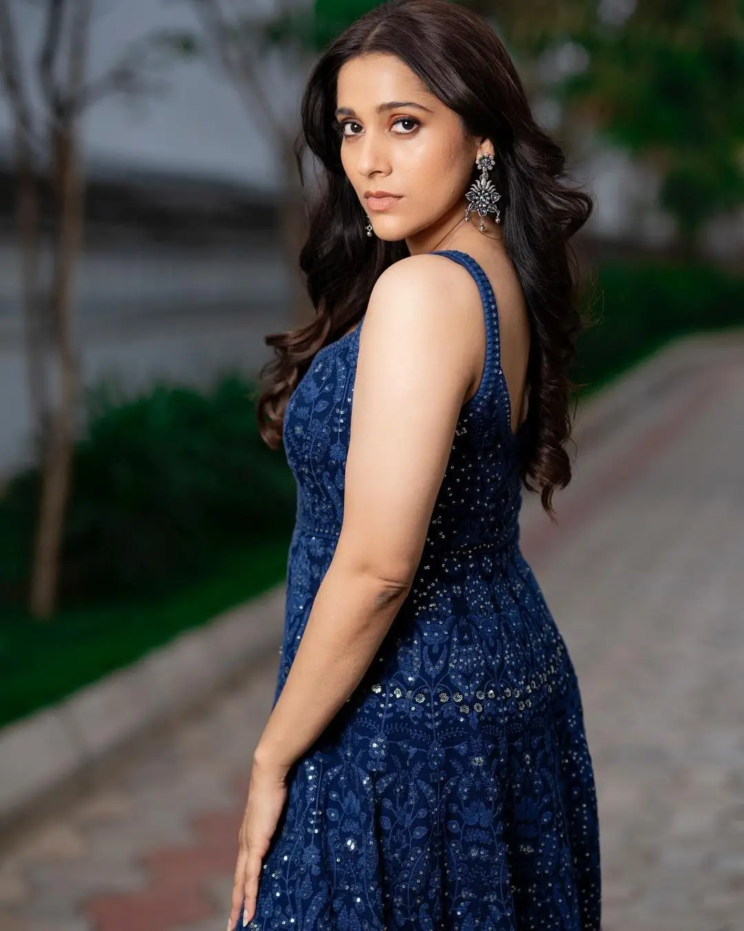 Rashmi Gautam In Sleeveless Blue Gown